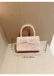 Women s Elegant Butterfly Decor Box Shaped Evening Bag With Faux Pearl Handle Romantic For Wedding Formal Party Banquet Or Prom Elegant Pearl Bag