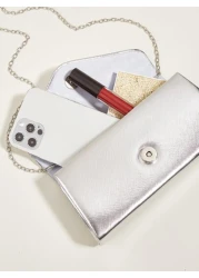 Vincy Glitter Handbag 1pc Evening Handbag With Sparkling Rhinestone Buckle Detail Pu Leather Small Square Bag Can Be Shoulder Cross Body Or Clutch Bag Perfect For Parties