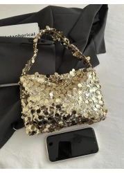 1pc Zippered Closure Sparkly Wristlet Bag Multicolor Sequin Design Europe US Style Creative Personality Cell Phone Shoulder Crossbody Bag Suitable For Party Gala Date Night For Women