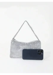 Silver Sparkly Faux Rhinestone Plastic Clutch Bag With Zipper Perfect For Parties Gatherings And Wedding Ceremonies Glamorous Rhinestone Bag