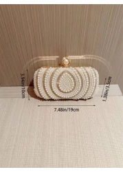 1pc Sparkling Charming Elegant Exquisite Rhinestone Decor Clutch Bag Romantic Faux Pearl Embellished Party Handbag For Women Perfect Gift For Parties Weddings Galas Dinners Banquets Suitable To Pair W
