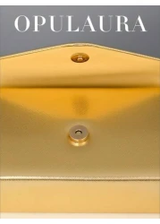 حقيبة يد نسائية فاخرة OpulAura من الجلد مع غطاء، حقيبة يد رسمية لحفلات مع تشطيب لامع معدني، حقيبة مسائية أنيقة للث