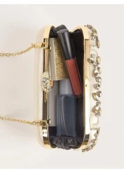 Glitter Handbag Glamorous Glitter Bling Sequin Luxury Shiny Gorgeous Rhinestone Decor Evening Box Clutch Bag Evening Bag Dinner Bag Faux Pearl Rhinestone For Party Girl Woman Bride Perfect For Party W