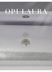 OpulAura Fashionable Shiny Patent Leather Flap Clutch Bag Luxurious High End Leather Evening Bag Metallic Leather Women Envelope Chain Shoulder Bag For Gala Party Birthday Prom Wedding