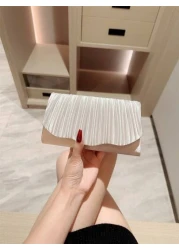 1pc Classic Pleated Satin Design Formal Evening Dress Party Clutch Bag Elegant For Prom Wedding Ball Dance Envelope Chain Bag Tready Party Bags Perfect For Party Wedding Prom Dinner Banquet Essential