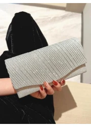 Moonlit EveBag Glamorous Elegant Exquisite Quiet Luxury Sequin Luxury Shiny Portable Mini Glitter Flap Square Bag Evening Bag Dinner Bag For Party Girl Woman Bride Perfect For Party Wedding Prom Dinne