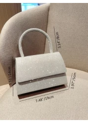 Moonlit EveBag Glamorous Elegant Exquisite Quiet Luxury Sequin Luxury Shiny Portable Glitter Flap Square Bag Mini Silver For Party Prom Evening Bag Dinner Bag For Party Girl Woman Bride Perfect For Pa