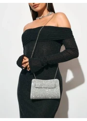 SHEIN BAE Women s Party Clutch Bag For Evening Party Club Holiday Christmas Versatile Sparkling Rhinestone Decor Multi Occasion Use Tready Party Bags Perfect For Party Wedding Prom Dinner Banquet Esse