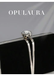 OpulAura Women Autumn Winter Fashion Luxury Mini Velvet Gift Box Evening Bag Party Clutch With Metallic Decorative Trim Glitter Formal Party Handbag With Detachable Chain Suitable For Party Wedding Fo