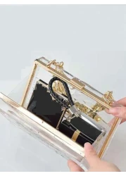 1pc Women s European And American Classic Fashion Acrylic Cracked Glacier Pattern Clutch Bag For Evening Party Birthday Women High End Transparent Crossbody Bag With Chain Fashion Party Bag Perfect Fo