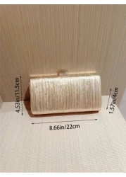 1pc Gold Glitter Leather Box Clutch Bag Fashionable Luxury Handbag For Formal Party Gala Banquet Evening Dress Ball Crossbody Chain Bag