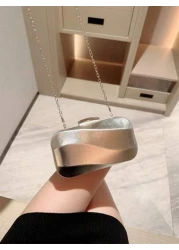 1pc Asymmetrical Box Shaped Luxury Clutch Bag For Party Romantic Wedding Spring Summer Chain Shoulder Bag Bride Bag Formal Prom Clutch Elegant Evening Dress Bag Perfect For Party Wedding Prom Dinner B