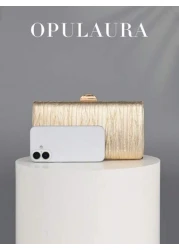 حقيبة يد أنيقة ذات تصميم محبب من الجلد الذهبي، حقيبة سهرة فاخرة من الطراز الرجعي، حقيبة يد أنيقة ذات سلسلة، من