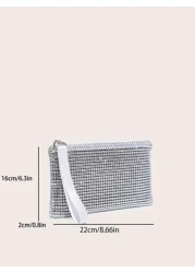 حقيبة مساء مرصعة بالراينستون للنساء، حقيبة متوهجة فاخرة وأنيقة وراقية مزينة بالترتر واللمعان والألماس لحفلا