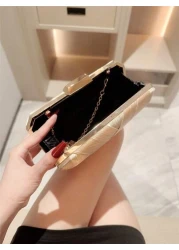 A Classic Crossed Satin Box Clutch Bag With High End Feel Suitable For Evening Party Formal Occasions Dance Events Romantic Weddings Chain Strap Banquet Handbag