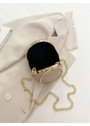 Dedoo Lightweight Business Casual Rhinestone Decor Bucket Bag Mini Drawstring Design Clear Bag Faux Pearl Bag Evening Bag Dinner Bag Glamorous Elegant Exquisite Quiet Luxury Rhinestone For Party Girl