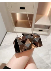 Moonlit EveBag 1pc Fashionable Metal Hardware Unique Shaped Evening Clutch Bag Party Bag Wedding Bag Chain Bag Formal Dress Bag Bride s Bag