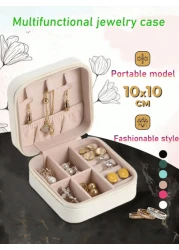 1 Pc Portable Travel Jewelry Box Large Capacity Jewelry Storage Box Household Makeup Organizer Lockable Jewelry Case Small Compact Travel Jewelry Organizer For Earrings Necklaces Rings Dust Proof Jewe