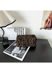 New Leopard Print Cosmetic Bag Lipstick Case Large Capacity Makeup Organizer Versatile Design Summer Travel Vacation Home Bathroom Decor Holiday Makeup Organizer