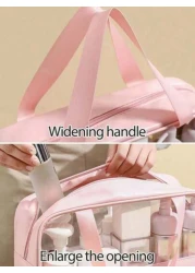 1pc PVC Waterproof Travel Makeup Bag Cosmetic Brush Holder Organizer Pouch Transparent Letter Makeup Bag Summer Holiday Travel Essentials Perfume Storage Box Versatile Luggage Bag Suitable For Lipstic