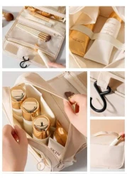 1pc New Fashionable Cute Travel Toiletry Bag Cosmetic Organizer Bag Hanging Makeup Bag Shower Room Accessory Portable Cosmetic Storage Bag Multi Functional Wet Dry Separation Foldable Waterproof Large