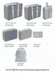 1 / 7 قطع حقيبة منظم السفر ، كيس تخزين PVC ، حقيبة سعة كبيرة لمستلزمات التجميل والأمتعة ، كيس أحذية ، حقيبة مكياج ،