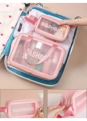 4pcs 1pc PVC Portable Cosmetic Bag Travel Makeup Organizer Pouch Waterproof Toiletry Bag Multi Functional Storage Bag For Lipstick Lip Liner Comb Makeup Brushes Eyeshadow Palette Toothpaste Skincare N
