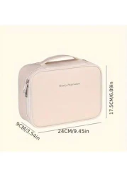 قطعة واحدة حقيبة مكياج متعددة الطبقات قابلة للفصل - ذات سعة كبيرة من قماش PU مقاوم للماء مع حقيبة فرش مكياج قابل