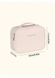 1pc Multifunctional PVC Makeup Bag Summer Travel Cosmetic Organizer Bag Waterproof Bathroom Storage Pouch For Skincare Makeup Brushes Eyeshadow Palette Compact Powder Lotion Lipstick Jewelry Bridesmai