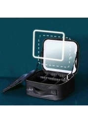 Professional Makeup Case With Lights Full Screen Mirror Cosmetic Storage Bag Fully loaded Portable Makeup Artist Brush Beauty Nail Tool Box Leather Travel Makeup Bag