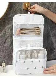 حقيبة مستحضرات التجميل للسفر قطعة واحدة، حقيبة أدوات التجميل القابلة للتعليق، حامل فرش المكياج، منظم حقيبة م