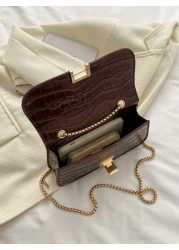 Waterproof Lightweight Business Casual Crocodile Embossed Chain Bag For Teen Girls Women College Students Rookies White Collar Workers Perfect For Office College Work Business Commute Outdoors Travel