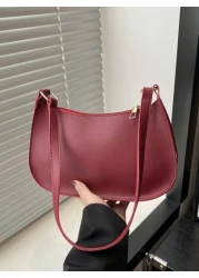 حقيبة كتف أنيقة ذات تصميم بسيط، حقيبة إبط بطراز عتيق، حقيبة مقبض مبطنة خفيفة الوزن مع سحاب، حقيبة يد عصرية متع