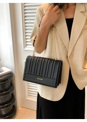 Letter Graphic Flap Chain Square Bag Small Minimalist