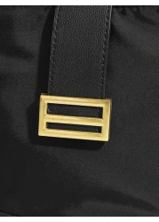 New Fashion Large Capacity Day Lock Multi Function Adjustable Armpit Bag High End Plain Zip Pocket Anti Theft Inner Pouch Black Nylon Baguette Bag For Office College Student Daily Use