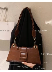 حقيبة خفيفة محفورة بنمط تمساح للفتيات والنساء الشابات وطالبات الجامعات والمبتدئين والموظفات، خاصة للتنقل، ا