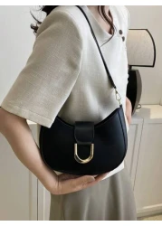 Lightweight Business Casual Small Hobo Bag Solid Color Metal Decor For Teen Girls Women College Students Rookies White Collar Workers Perfect For Office College Work Business Commute Outdoors Travel O