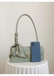 New Solid Color PU Scarf Bag With Lid Style Inner Layer Zipper Fashionable And Versatile French Armpit Bag Women s Baguette Bag Suitable For Women s Daily Outings Shopping Parties Girlfriends Christma