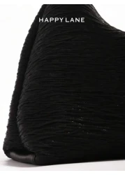 HAPPY LANE HAPPY LANE Luxurious Embroidered Floral Vintage Style Handbag With Red Yellow And White Delicate Flowers On A Black Background Fashionable Wide Handle With Metal Buckle Perfect For Everyday