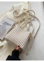Mini Pleated Bucket Bag With Chain Decor