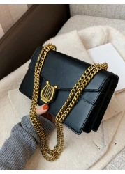 Lightweight Business Casual Metal Decor Flap Chain Square Bag For Teen Girls Women College Students Rookies White collar Workers Perfect for Office College Work Business Commute Outdoors Travel Outing