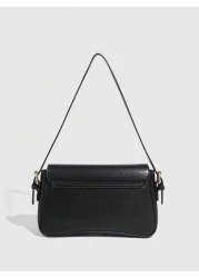 Burgundy Bag Minimalist Solid Color Women Shoulder Bag Flap Shoulder Bag Baguette Bag Handbag Underarm Bag Square Bag 1pc PU Leather Texture Bag Fashion Multi Function Elegant And Sexy Suitable For Ha