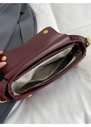 كتف/عَبر الجسم 1 قطعة حقيبة ظهر/حقيبة جلد بتصميم أحادي اللون قاتم من المرأة