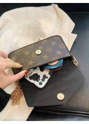 حقيبة كتف معدنية عصرية بسيطة مزودة بسلسلة، حقيبة كتف عتيقة