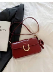 Red Retro Style Faux Leather Square Small Shoulder Bag Versatile For Women Detachable Dual Shoulder Straps Suitable For Girls Ladies Students Office Workers Commuting Outdoor Matching Ankolal Red