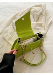 حقيبة كتف بسلسلة ذات شكل فريد ولون أخضر جذاب