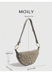 حقيبة سروج عبر الجسم للنساء ذات فتحة قابلة للضبط بالنيتات الشارع البانك