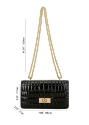 Faux Leather Solid Crocodile Embossed Fashion Mini Chain Strap Shoulder Bag