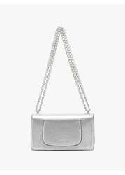 Lightweight Business Casual Metallic Minimalist Chain Flap Square Bag For Teen Girls Women College Students Rookies White Collar Workers Perfect For Office College Work Business Commute Outdoors Trave