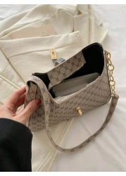 1 قطعة سحاب مزين بقفل معدني، بنمط زهري أنيق ومتعدد الاستخدامات، حقيبة كتف كاجوال مناسبة للاستخدام اليومي للنس